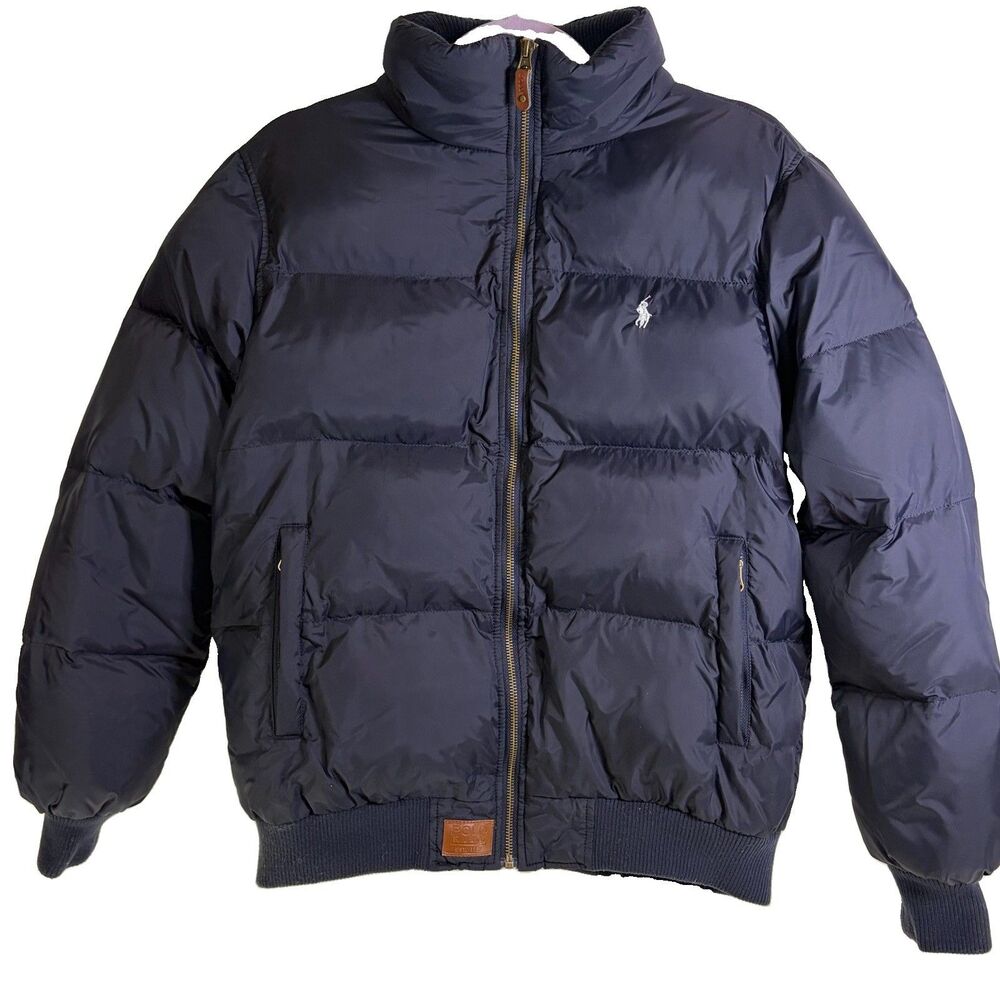 Vintage POLO Ralph Lauren Men's Medium Down Puffer Jacket Navy